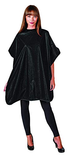 Hair Stylist Shampoo Cape, Waterproof and Stain Resistant Vinyl, Soft Nylon Neckband, Classic Black Color Design, Touch-and-close Fastener, 36 x 54 inches, Black