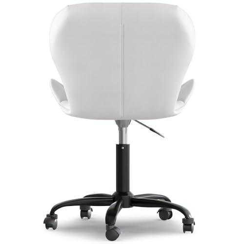 Image of Amazon Brand - Umi Home Swivel Height-Adjustable Faux Leather Office Computer Study Desk Chair for Salon, Spa in White Color