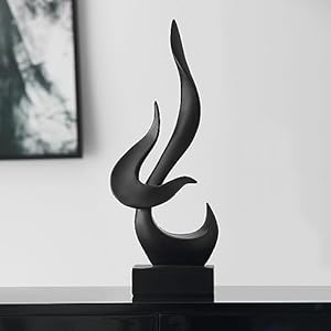 AWNR Black Flame Abstract Sculpture Resin Art Statue Modern Home Decor for Living Room TV Stand Office Shelf Accents Minimalist Figurines Centerpiece Table Decorations