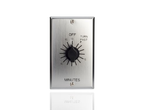 NSI TORK C515M Spring-Wound In-Wall Twist Timer with Commercial Style Metal Plate and 15-Minute Length for Automatic Shutoff of Motors or Lights, #12AWG, Metal-brushed Aluminum