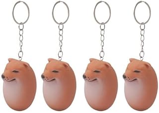 4個 シバコ キーホルダー 、しばこエッグ、シバコ 卵、柴犬の卵、 犬の卵キーホルダーペンダント、犬用エッグトイ クリエイティブ、クリエイティブ柴子スクイーズおもちゃ、減圧感覚おもちゃ、車用バッグチャーム