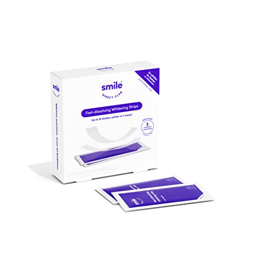 SmileDirectClub Fast Dissolving Teeth Whitening Strips - 2 Treatments + 4 Bonus Strips (32 Count) - 2X Whiter Results, 2X Faster - Professional Strength Hydrogen Peroxide - Pain Free and Enamel Safe