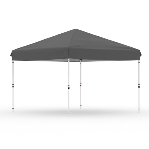 GarveeLife 10x10 Pop Up Canopy with One Button Push Setup - Heavy Duty Outdoor Canopy Tent with Portable Roller Bag - 3 Adjustable Height, 4 Weight Bags, 8 Stakes & 4 Guy Ropes Included, Black