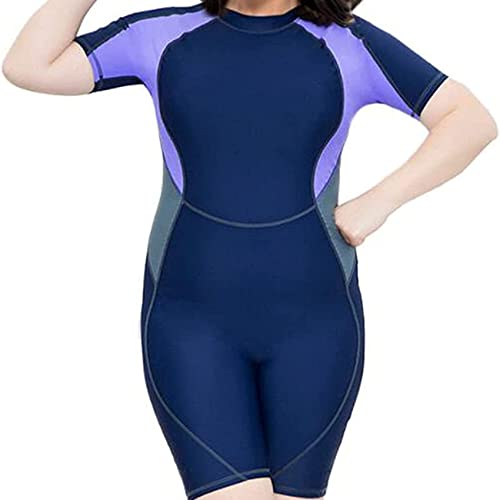 POOSR Maillots de Bain pour Femmes Grande Taille 4XL-6XL Manches Surf Combinaisons de plongée Dos Zip Combinaison Humide Corps Complet Maillots de Bain pour Adultes,Noir,6XL