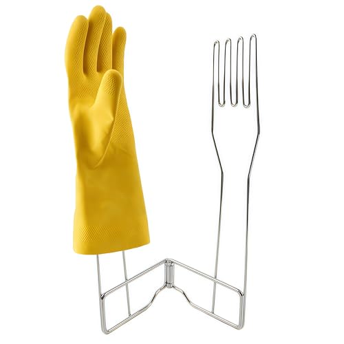 YANGYIXIN Stainless Steel Glove Holder Collapsible Dish Rack Stand Organizes Dish Gloves Fits Rubber Gloves for Dishwashing