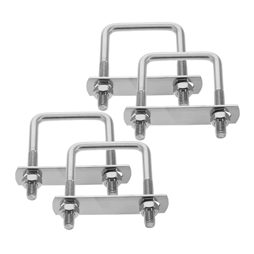 Mipcase 4pcs Right Angle Metal Bolt Stainless Steel Bolt U-Shaped Metal Clamps Square U-Shaped Bracket for Secure Stable Mounting