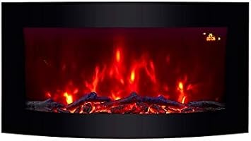 2026 TruFlame Wall Mounted Arched Glass Electric Fire with Log Effect and 7 colour side LEDs 89.2cm wide