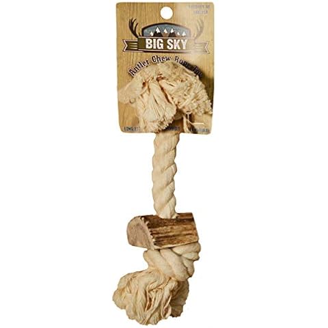 Scott Pet Ab02W 1 Piece Rope Toy With Antler, Medium/3/4" X 12", White Cover