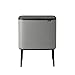 Brabantia Bo Touch Bin Cubo de Basura, Aleación de Acero Plástico, Mineral Concrete Gris, 3 x 11 l