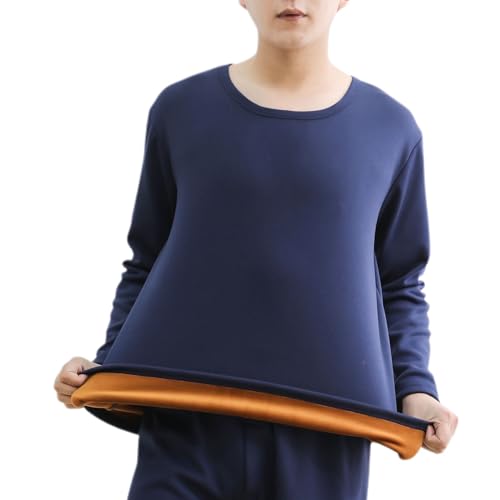 Men's Thermal Shirt Fuzzy Fleece Lined Baselayer Top Warm Underwear Top Comfy Long Sleeve Winter Base Layer Shirt