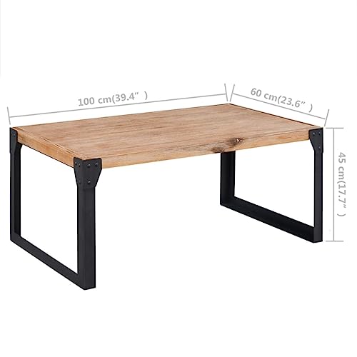 Mokuyary Couchtisch Massivholz Akazie 100x60x45 cm, Wohnzimmertisch Couch Tisch für Wohnzimmer, Büro, Kleine Räume Sofatisch – Bild 3