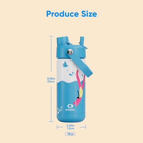Image of Kids Insualated Water Bottle with Straw,18oz Stainless Steel Water Bottle with Dual Spouts, Leak-Proof,BPA-Free,Double Wall Vacuum Keeps Cold for 24 Hours for Sports,Travel,School (Water Leap)