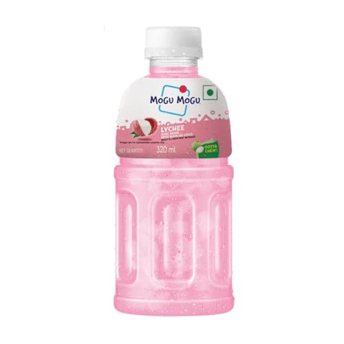 Image of Mogu Mogu Lychee Juice Drink with Nata de Coco Jelly 320ml (Pack of 6), Refreshing Tropical Thai-Made Sip & Chew Beverage