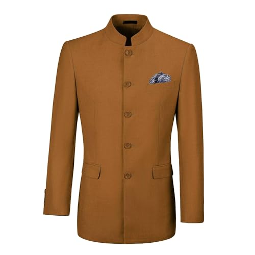 Mens Casual Blazer Chinese Stand Collar Single Breasted Formal Jacket Traditional Wedding Dress Coat