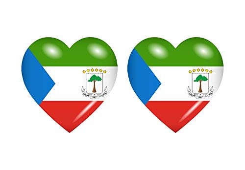 Akachafactory 2X Autocollant Sticker Drapeau Coeur GQ guinee equatoriale