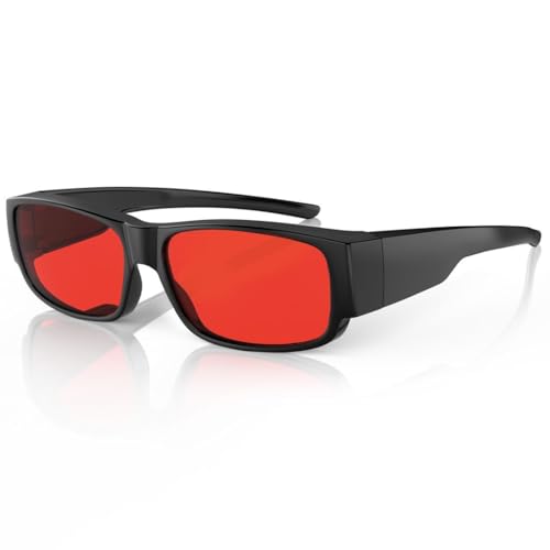 Image of Bloomoak 99% Fit Over Blue Light Blocking Glasses for Sleeping-Red /Amber Lens Anti‑Glare Coating for Zoom Meetings