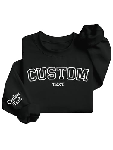 Personalized Fathers Day Christmas Birthday Gift for Dad Grandpa, Custom Embroidered Sweatshirt with Name on Sleeve