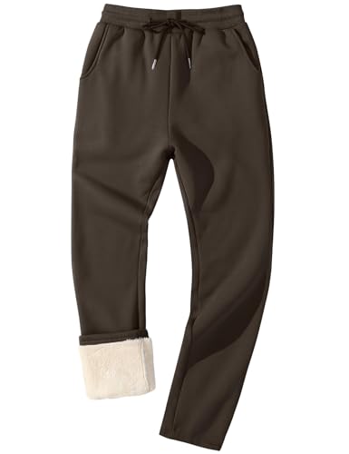Flygo Men's Fleece Lined Sherpa Sweatpants Winter Warm Pants Jogger Lounge Athletic Pant with Pockets