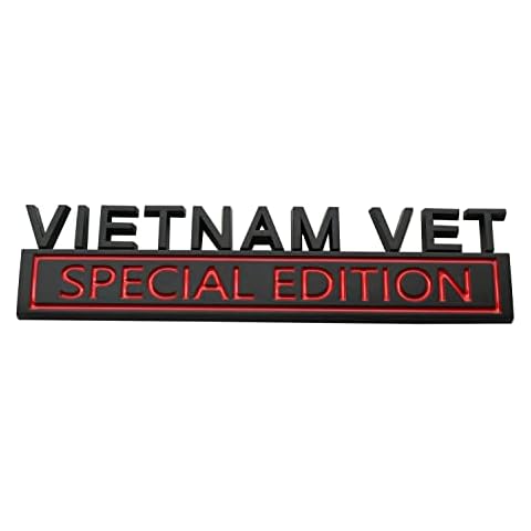 1pc Vietnam Vet Special Edition Emblems 3D Raised Decals Exterior Truck Stickers Fender Vietnam Veteran Badges Replacement for F150 F250 F350 Chevy Silverado 1500 2500 Chevrolet C10 C15 (Black Red) Cover