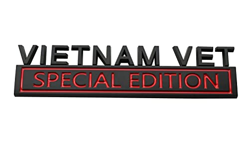 Image of 1pc Vietnam Vet Special Edition Emblems 3D Raised Decals Exterior Truck Stickers Fender Vietnam Veteran Badges Replacement for F150 F250 F350 Chevy Silverado 1500 2500 Chevrolet C10 C15 (Black Red)