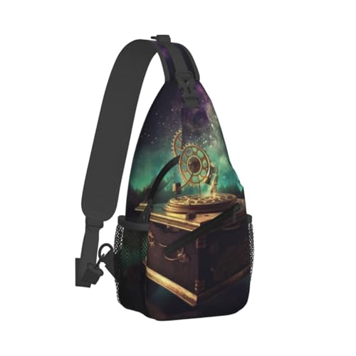 Bolso cruzado para pecho estilo sling negro unisex miniatura 2