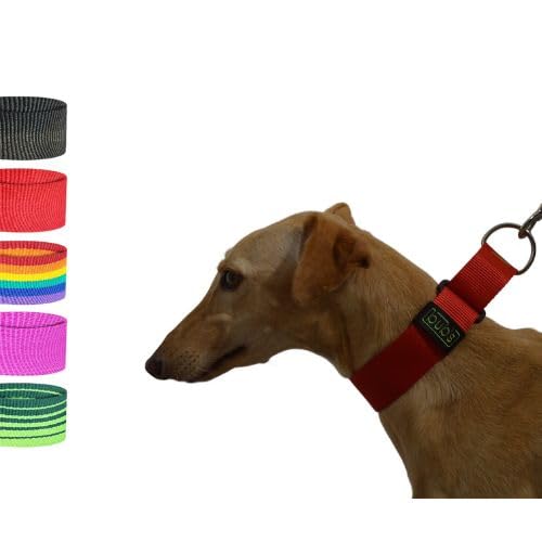 bub's Collar Martingale - Collar para Perro, antialérgico y Suave.Diseñado para Todo Tipo de Razas de Perro y Especialmente para Galgos y Podencos (Rojo, L 40 mm Ancho)