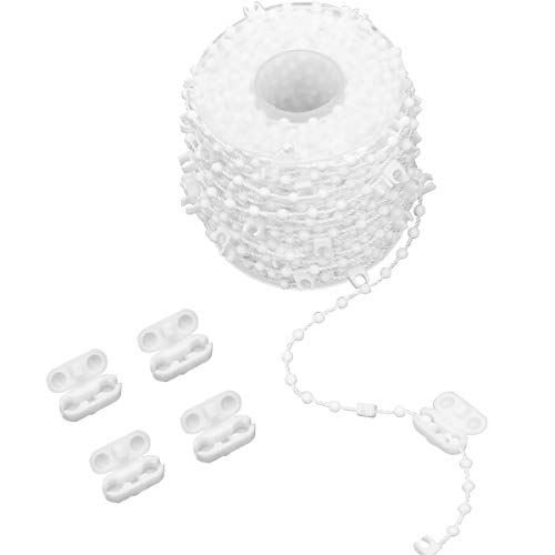 COITEK - Cadena inferior ciega de 20 metros, color blanco vertical para listones de 89 mm, 5 conectores de cadena de plástico