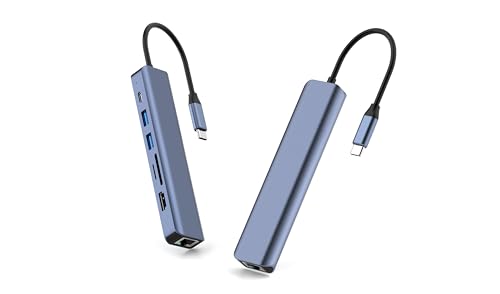 Image of Black-R Amazon Multiport 7-in-1 USB C Hub with 4K HDMI Compatible for USB C Laptops and Other Type C Devices MacBook Pro M1 M2 M3 M4 (rj45 1Gbps, 100W PD Data, 2 USB A 5Gbps, TF /SD Card Reader