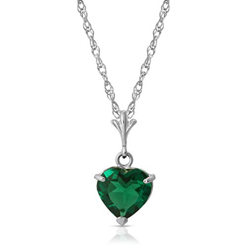 Galaxy Gold Gg 14K 18" Solid White Gold Lab Grown Heart Emerald Necklace And Earring Set Grade Aaa #TOP2
