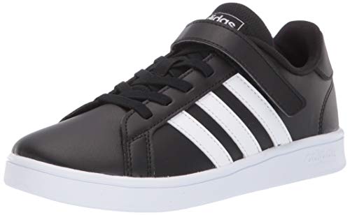 adidas boys Grand Court Tennis Shoe, Core Black/Footwear White/Footwear White, 1 Little Kid US