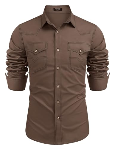 Chemise de cowboy occidentale COOFANDY en coton haut de gamme avec finitions soignées homme