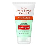 Neutrogena Oil-Free Acne Stress Control Power-Clear Scrub, 2% Salicylic Acid for Acne-Prone Skin, Exfoliating Daily Facial Scrub, 4.2 fl. oz