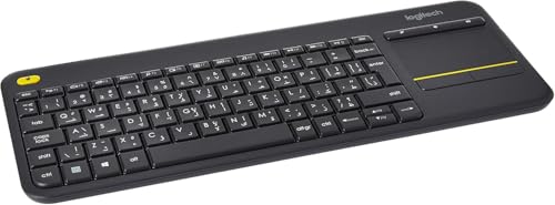 Logitech K400 Plus Wireless Livingroom Keyboard with Touchpad for Home Theatre PC Connected to TV Customizable Multi-Media Keys Windows Android Laptop/Tablet - Black