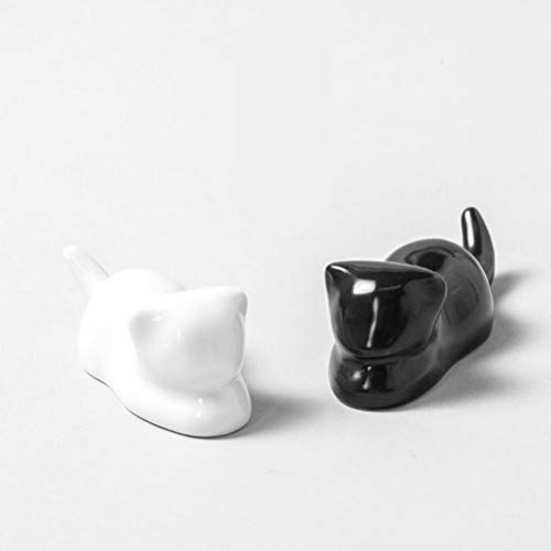 EXCEART 2Pcs Projeto Do Gato Do Estilo Japonês de Cerâmica Pauzinhos Colher Resto Titular Pincel de