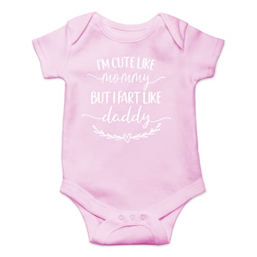 AW Fashions I'm Cute Like Mommy But I Fart Like Daddy Baby Bodysuit Funny Adorable Infant Clothing Outfit