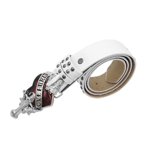 ZGMYC Goth Red Heart Buckle Belt Punk Studded Rivet Waist Belt Y2K Western PU Leather Belts for Women Girls4