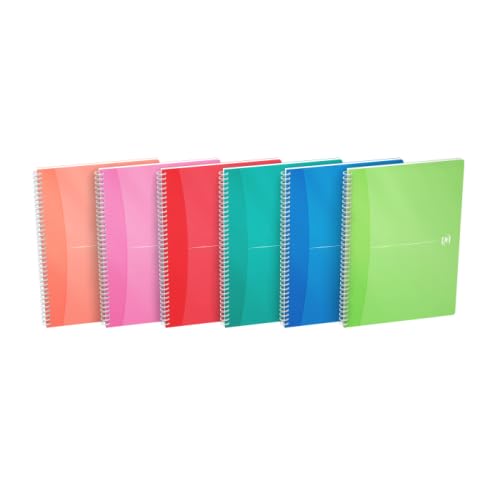 Lot de 5 Cahier My Colours rel. intégrale A4, 100p./50 feuilles 90g/m², quadrillé 5x5 + marge, coloris assortis (6)