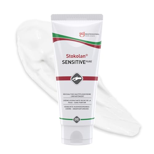 SC Johnson Professional Stokolan Sensitive Pure Intensive Feuchtigkeitscreme für trockene & empfindliche Haut Parfüm- & farbstofffrei 100ml Tube Für professionelle Anwendung