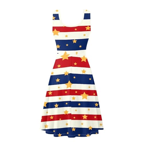 Image of Women Stylish Tank Dresses Sleeveless Round Neck Midi Casual Dress with Pocket for Summer