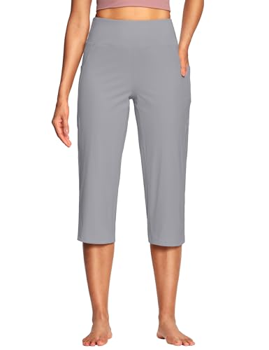 Image of ISEEGZ 15 inch / 18 inch / 21 inch / 25 inch Capri Pants for Women High Waist with Pockets Women's Capris Workout Yoga Pants Loose Straight Leg