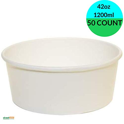 Insalatiera di carta, usa e getta, biodegradabile, compostabile, in cartone ecologico, con rivestimento in PLA, per servire, dessert, insalatiera per eventi di compleanno, 42OZ(1200ML)