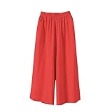 Genérico Pantalon Lino Talla Grande Frsco Mujer Verano Pantalones Anchos de Verano de Algodón Y Lino para Mujer,Holgados,Talla Grande,Informales,Versátiles,Pantalones (Red,L)