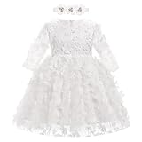 【ROBE POUR ANNIVERSAIRE DE BÉBÉ FILLE】Enchanteresse robe à manches longues fleurie pour les tout-petits, robe de tutu pour filles avec bandeau fleuri, robe formelle pour bébé, tenue pour fête d'anniversaire, accessoire pour séance photo, petite demoiselle d'honneur, mariage, robe de demoiselle d'honneur, tutu en tulle princesse, robe de baptême pour filles, robe de fête d'anniversaire pour enfants, robe de tutu princesse très belle pour votre petit ange