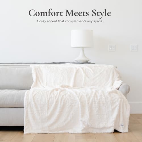 GRACED SOFT LUXURIES Weichste warme, Elegante, gemütliche Kunstfell-Überwurfdecke (massives Elfenbein, extra groß, 152,4 x 203,2 cm) – Ansicht 5