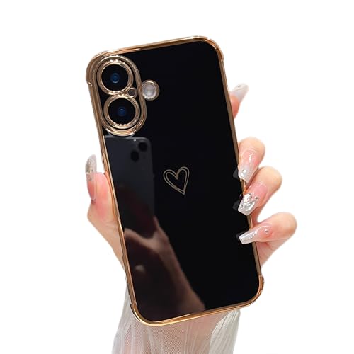 Coque de téléphone ZTOFERA 6,3 cm protégeant l'objectif des rayures avec joli motif cœurs noirs