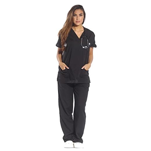 Just Love Women's Scrub Sets Six Pocket Medical Scrubs (V-Neck With Cargo Pant), Black, X-Large