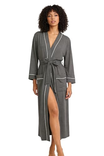 Image of HEARTNICE Womens Cotton Robe, Soft Kimono Spa Knit Long Bathrobe Lightweight Loungewear