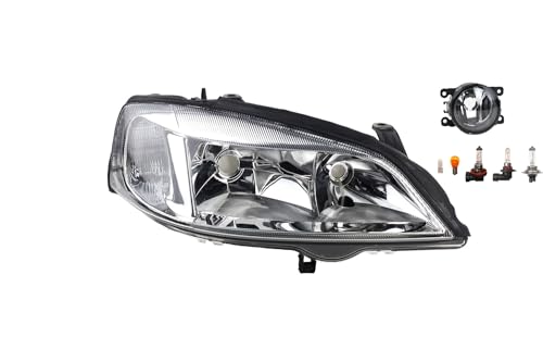 Johns, Phare halogène avant pour Opel Astra G 02/98-01/2005 H7 HB3 droit + phare antibrouillard + ampoule