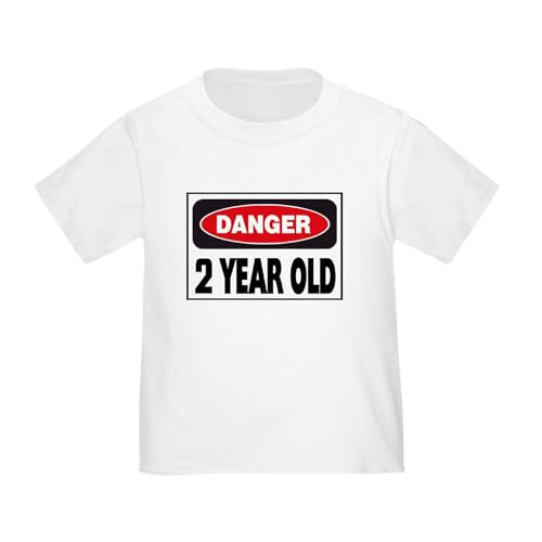 CafePress 2 Year Old Danger Sign Toddler T Shirt Toddler Graphic Tee, 100% Cotton White