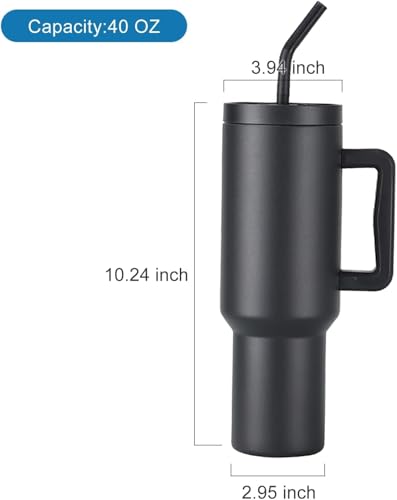 Image of WEZOSHINET 1200ml Stainless Steel Tumbler with Handle & Steel Straw | Double Wall Vacuum Insulated Mug | Spill Proof Lid | Beer & Cold Drink Travel Cup (Black 4th gen)